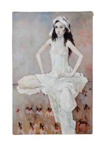 Fille assise au tissus éléphant