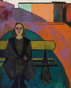 Femme au banc vert