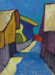 Dorfstrasse in Blau