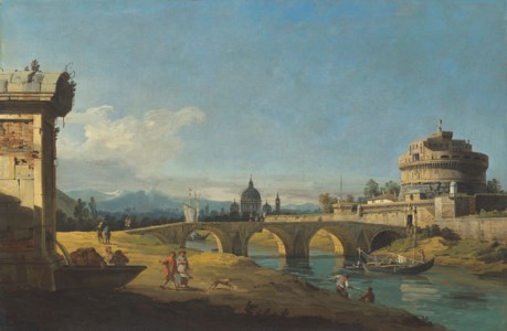 Capriccio with Roman monuments, including the Castel Sant'Angelo and Saint Peter's