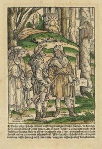 Three Pilgrims at the Cross Roads, from Johann Geiler von Kaisersperg, Predigen Teutsch...,J. Otmar, Augsburg, 1508 (Bartsch 72; Dodgson II,57,3,2; Hollstein 274)