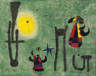 Joan Miró, L'Oiseau s'envole vers la zone où le duvet pousse sur les collines encerclées d'or (The Bird Flies Off to Where Down Grows on the Gold-Rimmed Hills)