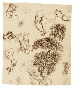 Studies of nude figures, after Michelangelo