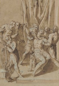 David playing the harp for Saul