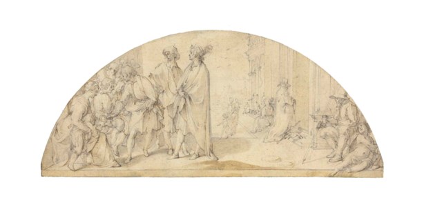 A saint giving alms to the poor: design for a lunette