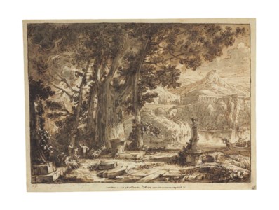 A classical landscape with figures