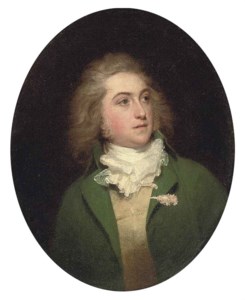 Portrait of Lieutenant Paul Sandby (1765-1793), aged 25, small half-length, in a green coat, buff waistcoat and white stock