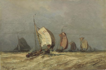 Sailboats on a stormy sea