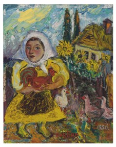 Girl with rooster