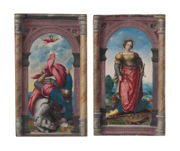 Saint Catherine of Alexandria triumphing over the Emperor Maxentius; and The Conversion of Saint Paul