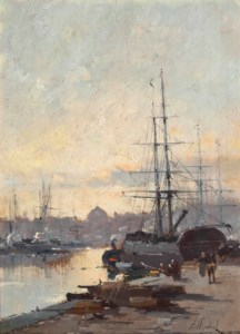 Loading ships on the Seine, Paris