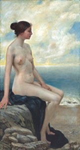 A bather at dusk