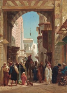 A camel in a crowded street, Cairo