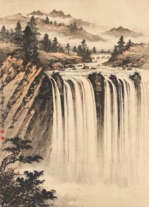 Pine and Waterfall