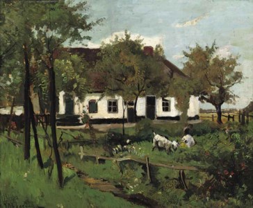 Farmhouse with goats