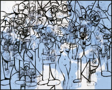 George Condo, Blue and White Improvisation