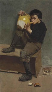 Little Vagabond Drinking from Jug