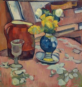 Nature morte (Vase de fleurs, pichet et verre)