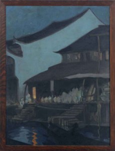 An Indonesian village scene by night