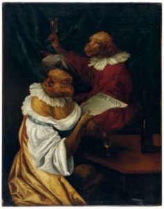 A singerie : monkeys singing in an interior