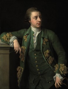 Portrait of Thomas Fortescue, M.P. (b. 1744), three-quarter-length, in a gold brocaded green coat, a tricorn in his left hand