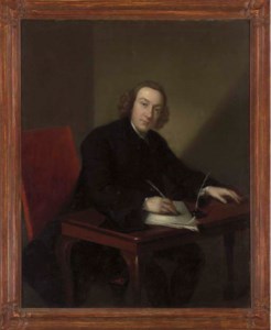 Portrait of William Pratt, seated half-length, behind a desk with quill pen
