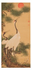 Pair of Cranes and the Rising Sun