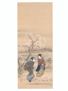 Two Beauties under Blossoming Cherry Tree
