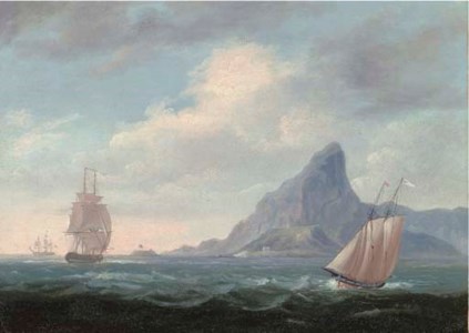 The entrance to the bay of Rio de Janeiro with Laje island and the Sugar Loaf