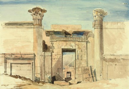 The entrance to the small temple at Medinet Habu, Luxor, Egypt ( recto ); and with subsidiary sketches ( verso )
