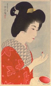 Kuchibeni (Lip rouge), from the series Shin bijin junisugata (New twelve images of beauties), 1920.10