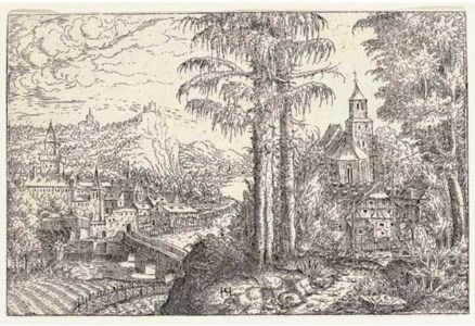 View of a Town near a River, on the Right a Church (Holl. 32)