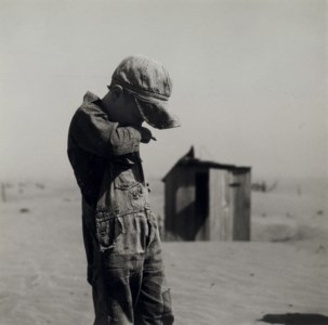 Dust is too much for the son of a farmer in Cimarron Co., Okla., 1933