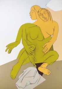 Tyeb Mehta, Untitled (Figures with Bull Head)