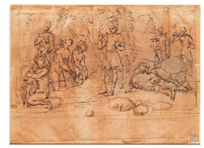 Diana and her nymphs surprised by Actaeon ( recto ); The Virgin with the suckling Child ( verso )