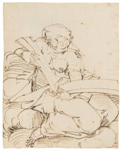 A sibyl reading a book ( recto ); A standing angel ( verso, visible through the old mount)