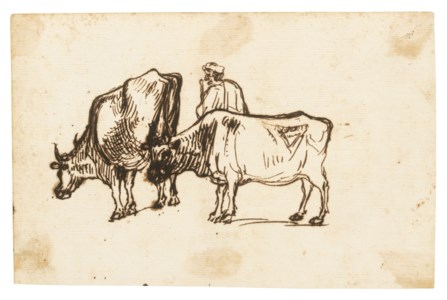 A herdsman with two cows
