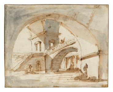 An architectural capriccio with arches and bridges ( recto and verso )