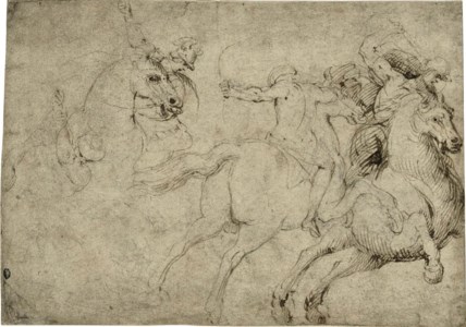 Mounted soldiers in the midst of battle