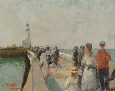 Promenade en famille sur la digue du Tréport