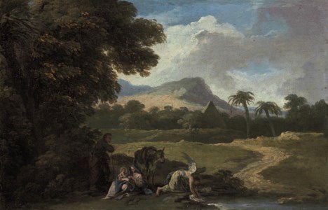An exotic landscape with the Rest on the Flight into Egypt