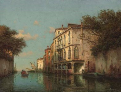 A gondolier on a Venetian backwater