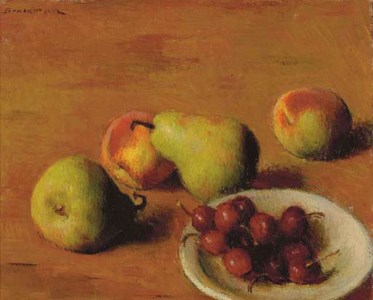 Still life with pears and cherries