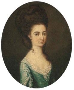 Portrait of Jane Lambert (1762-1791), née Le Grand, bust-length, in a blue dress with white lace collar