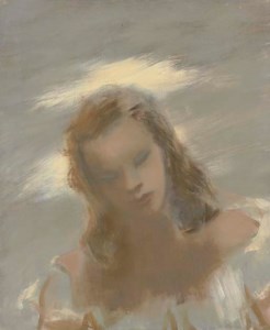 Head of a girl, eyes closed