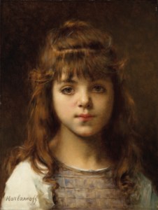 Girl in a brown tunic