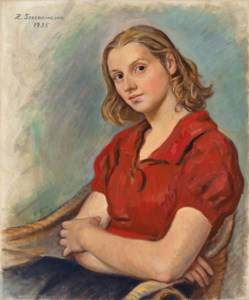 Portrait of Katya in a red blouse
