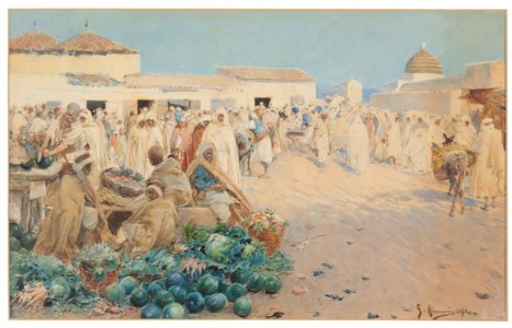 A busy market, North Africa