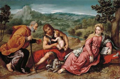 The Holy Family with Saint John the Baptist in an extensive landscape