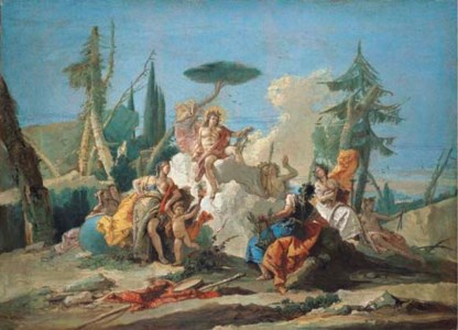 Apollo receiving Homage from the Muses - a modello